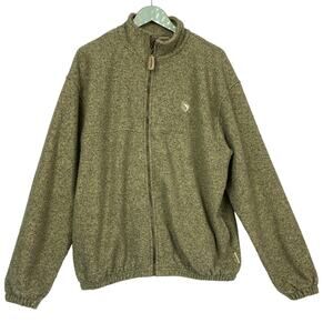 Straight Down Fleece Jacket Mens Large Green Full Zip Pockets Golf Lightweight